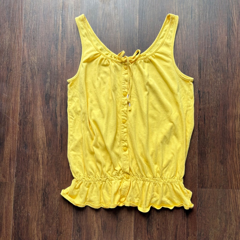 Sonoma Life Style Yellow Button Front Peplum Tank Top Small
